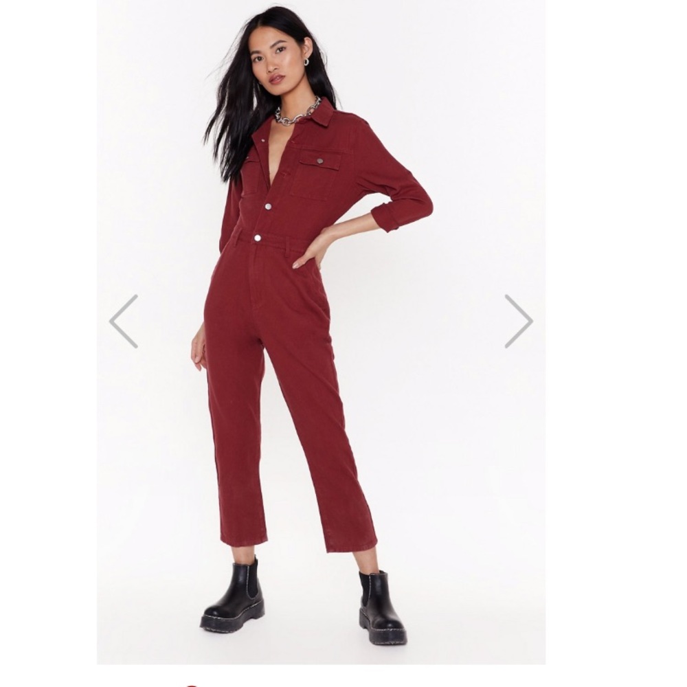 Maroon utility suit by Nasty Gal size 6 worn once